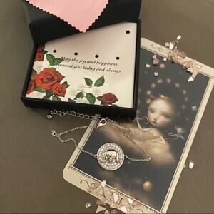 Sterling Silver CZ Elephant Bracelet With White Gold Plating